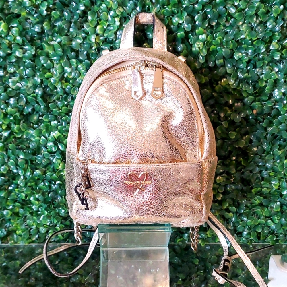 Victoria's Secret Mini Metallic Gold Backpack